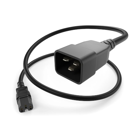 Unirise Usa, Llc Power Cord C15-C20, 14Awg, 15Amp, 250V, Sjt Jacket, Black, 10Ft PWCD-C15C20-15A-10F-BLK